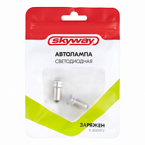 Автолампа диод T8.5 (T4W) 24V 3SMD диода BA9s 1-конт Прозрачная SKYWAY Габариты min 2 шт